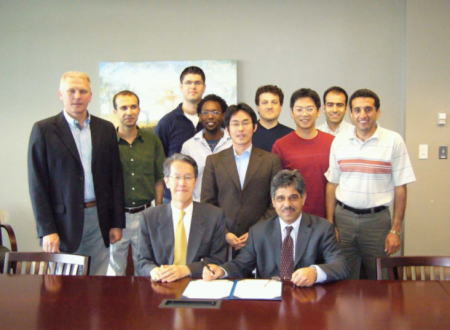 "From right in the front row: Prof. Mostaghimi (CACT Director), Dr. Kuroda (CCC Managing Director), in the middle of rear rank: Dr. Watanabe (CCC Senior Researcher) and CACT staffs & students" Image